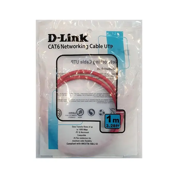کابل شبکه دی لینک 1 متری کت 6 D-Link NCB-C6UREDR1-1 CAT6 UTP Patch Cord 24AWG Network Cable 1m - 3