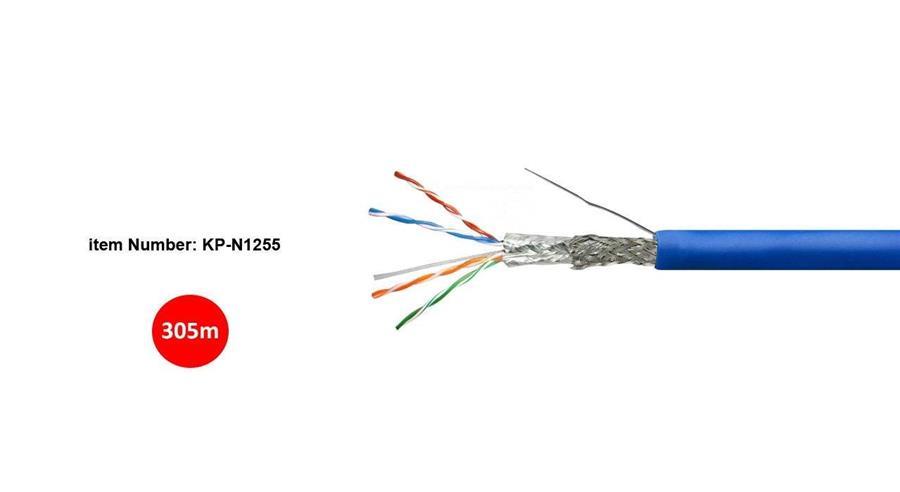 کابل شبکه CAT6A S/FTP کی نت پلاس مدل KP-N1255 طول 305 متر -