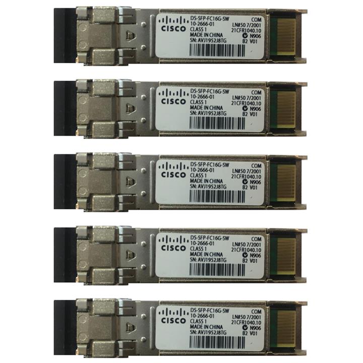 ماژول فیبر نوری سیسکو مدل DS-SFP-FC16G-SW بسته 5 عددی -