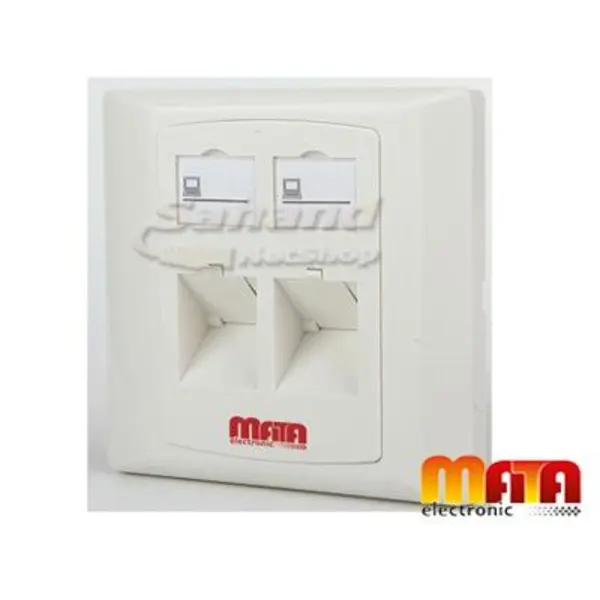 فیس پلیت دو پورت 45 Degree متا الکترونیک Mata Electronic FacePlate 2Port 45 MataElectronic