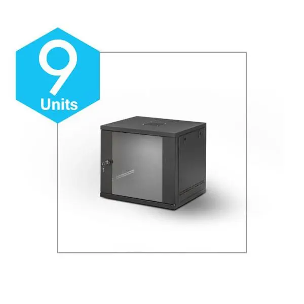 رک 9 یونیت دیواری اچ پی آسیا عمق 45 سانتیمتر با درب فریم دار HPAsia 9U 450mm Depth Wallmount Rack