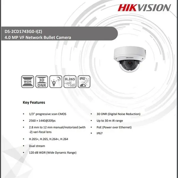دوربین مداربسته تحت شبکه هایک ویژن مدل DS-2CD1743G0-I - - 4
