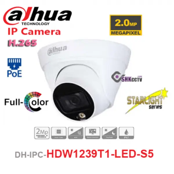 دوربین مداربسته دام استارلایت 2 مگا پیکسل داهوا مدل DAHUA IPC-HDW1239T1-LED-S5 - 3