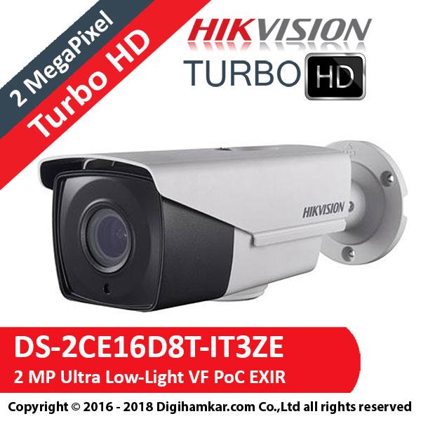 دوربین مداربسته بولت 2 مگاپیکسل ضدآب بولت هایک ویژن مدل  Hikvison  DS-2CE16D8T-IT3E HikVision DS-2CE16D8T-IT3ZE 2MP Motorized EXIR Bullet Camera