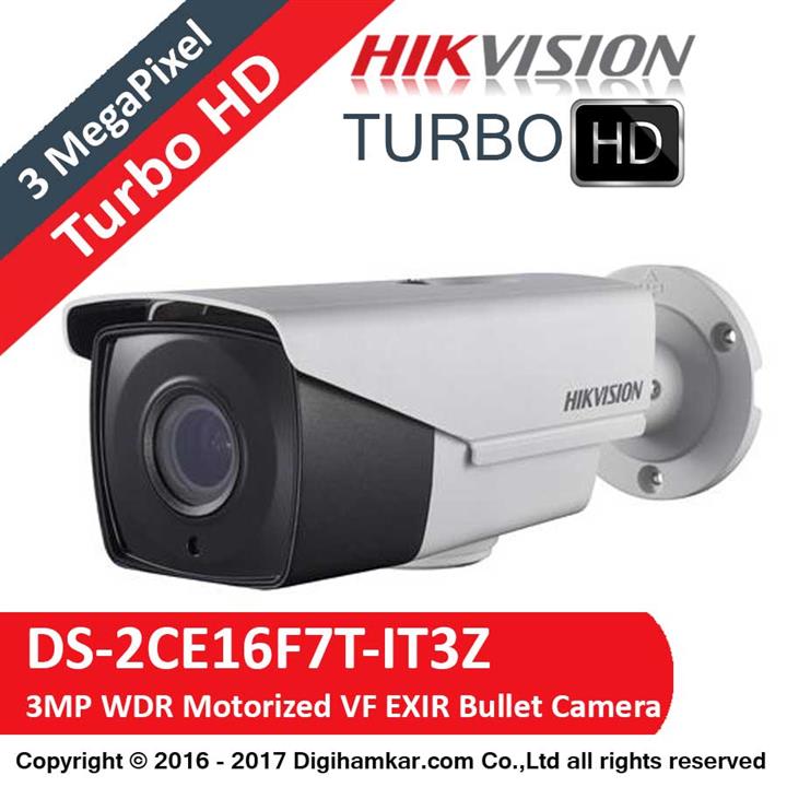 دوربین مدار بسته هایک ویژن مدل DS-2CE16F7T-IT3Z Hikvision DS-2CE16F7T-IT3Z 3MP Motorized VF EXIR Bullet Camera