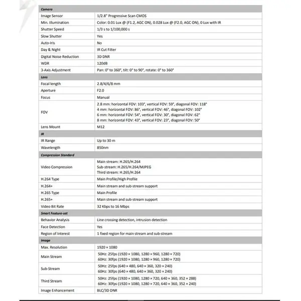 دوربین بولت 2 مگاپیکسل هایک ویژن مدل DS-2CD2023G0-I Hikvision DS-2CD2023G0-I 2MP IR Fixed Bullet Network Camera - 3