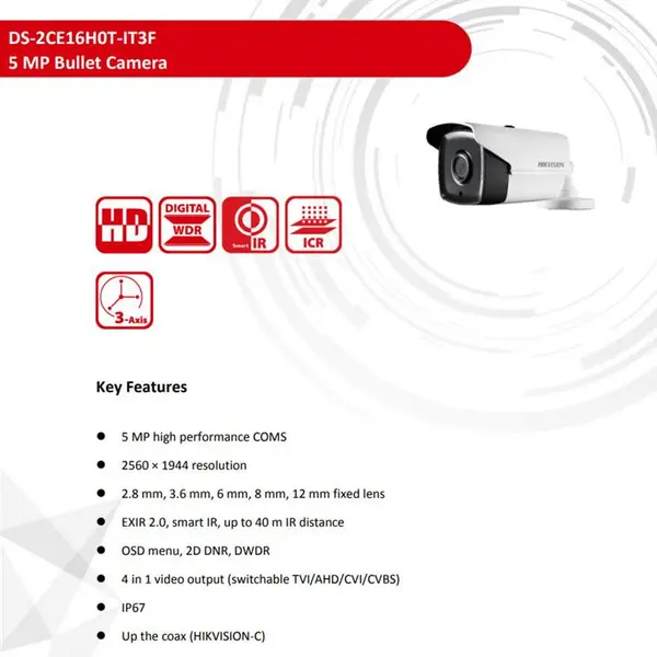 دوربین مداربسته بولت هایک ویژن Hikvison DS-2CE16H0T-IT3F - 4