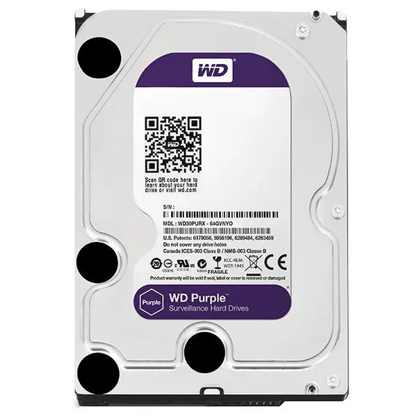 هارددیسک اینترنال وسترن دیجیتال سری بنفش 64 مگابایت کش ظرفیت 3 ترابایت Western Digital Purple Surveillance Edition 3TB 64MB Cache Internal Hard Drive - 2