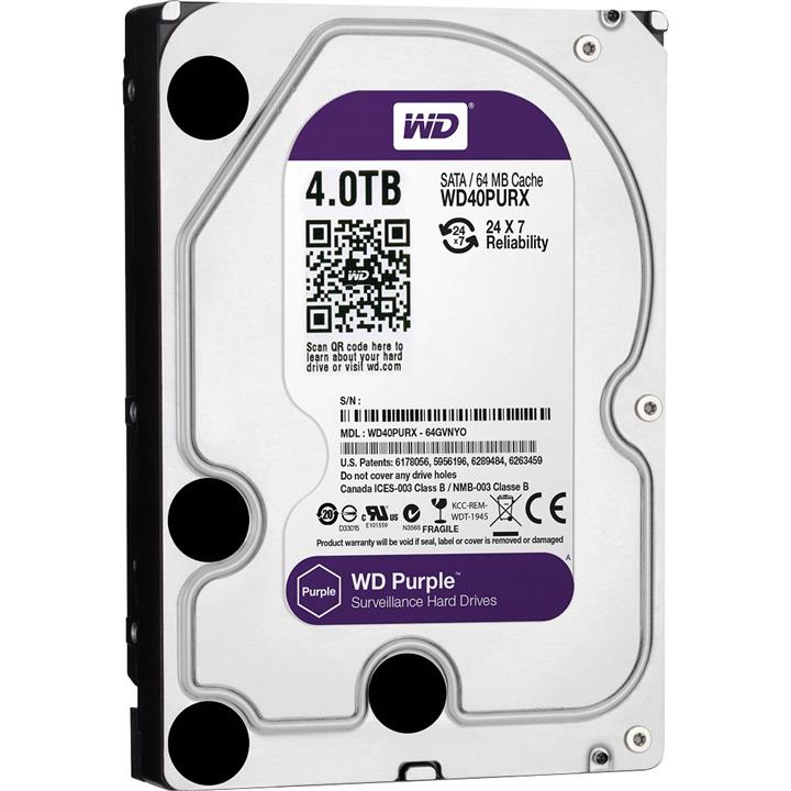 هارددیسک اینترنال وسترن دیجیتال سری بنفش 64 مگابایت کش ظرفیت 4 ترابایت Western Digital 4TB Purple Edition 64MB Cache