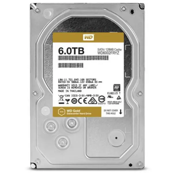 هارددیسک اینترنال وسترن دیجیتال سری Gold Datacenter مدل WD6002FRYZ ظرفیت 6 ترابایت Western Digital Gold Datacenter WD6002FRYZ Internal Hard Drive - 6TB - 2