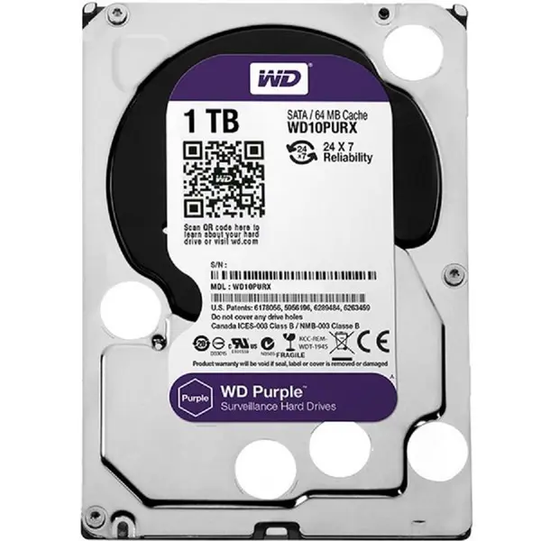 هارددیسک اینترنال وسترن دیجیتال سری Purple مدل WD10PURX ظرفیت 1 ترابایت Western Digital Purple WD10PURX Internal Hard Drive - 1TB