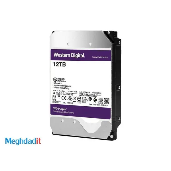 هارد دیسک اینترنال وسترن دیجیتال سری Purple WD121PURX با ظرفیت 12 ترابایت Western Digital WD121PURX Purple 12TB 256MB Cache Internal Hard Drive - 2