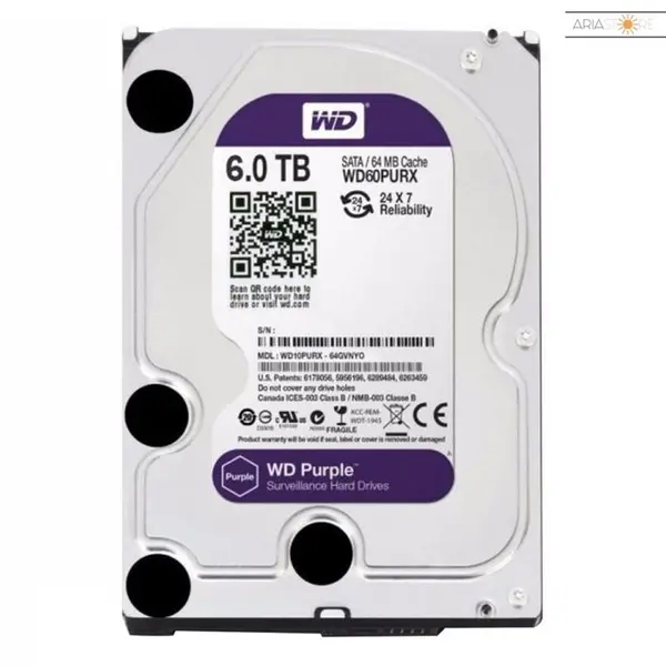 هارددیسک اینترنال وسترن دیجیتال سری Purple ظرفیت ۶ ترابایت Western Digital WD60PURX Purple 6TB Internal Hard Drive - 2