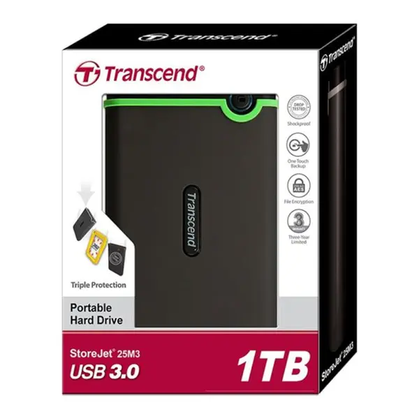 هارد اکسترنال ترنسند مدل StoreJet 25M3G Slim ظرفیت 1 ترابایت Transcend StoreJet 25M3G Slim External Hard Drive - 1TB