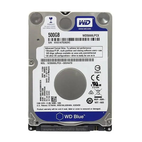 هارددیسک اینترنال وسترن دیجیتال سری آبی مدل WD5000LPCX ظرفیت 500 گیگابایت Western Digital Blue WD5000LPCX Internal Hard Drive - 500GB - 3