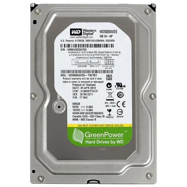 هارد اینترنال وسترن دیجیتال مدل WD-AV-GP WD5000AVDS ظرفیت 500 گیگابایت - - 5