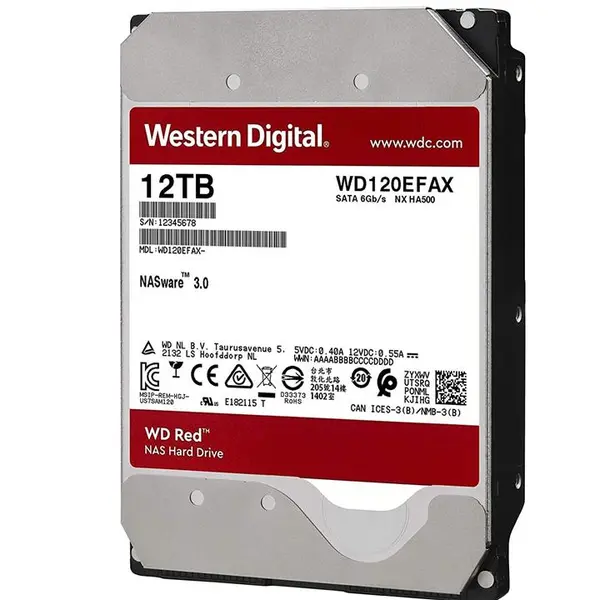 WD Red 12TB NAS هارد داخلی - کلاس 5400 RPM، SATA 6 گیگابایت / ثانیه، 256 مگابایت حافظه پنهان، 3.5 "- WD120EFAX Western Digital Red WD120EFAX 12TB NAS Hard Drive - 4