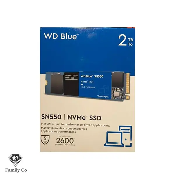 حافظه اس اس دی اینترنال وسترن دیجیتال SN550 NVMe Blue 2TB SSD WD Blue SN550 PCIe Gen3 x4 M.2 2280 NVMe 2TB Internal