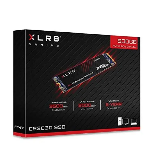 حافظه اس اس دی پی ان وای مدل XLR۸ CS۳۰۳۰ با ظرفیت ۵۰۰ گیگابایت حافظه SSD اینترنال 500 گیگابایت PNY GAMING XLR8 مدل CS3030