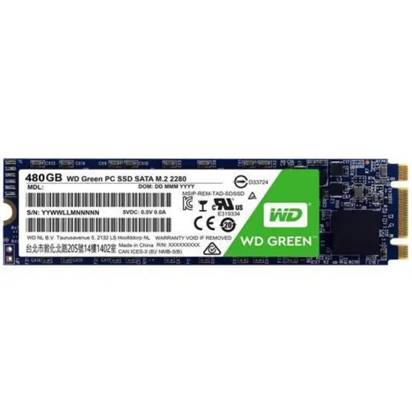 حافظه SSD وسترن دیجیتال مدل GREEN WDS480G1G0B ظرفیت 480 گیگابایت Western Digital GREEN WDS480G1G0B SSD Drive - 480GB M.2 - 4