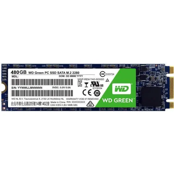 حافظه SSD وسترن دیجیتال مدل GREEN WDS480G1G0B ظرفیت 480 گیگابایت Western Digital GREEN WDS480G1G0B SSD Drive - 480GB M.2 - 3