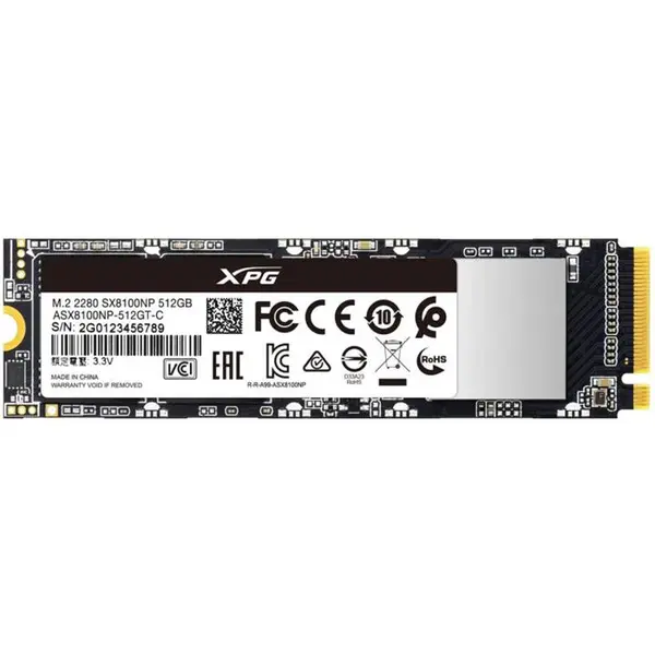 اس اس دی اینترنال ایکس پی جی مدل SX8100 PCIe Gen3x4 M.2 2280 Solid ظرفیت 512 گیگابایت SSD: AData XPG SX8100 512GB - 3