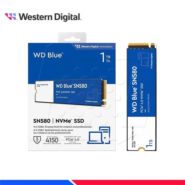 اس اس دی WD Blue SN580 اینترنال ۱ ترابایت وسترن دیجیتال M.2 Nvme Western Digital Blue SN580 1TB 2280 NVMe M.2 SSD