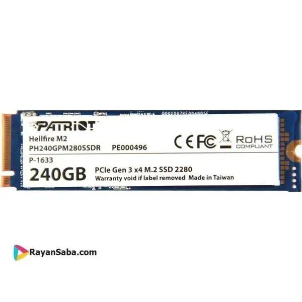 حافظه اس اس دی پتریوت مدل هل فایر با ظرفیت 240 گیگابایت Patriot Hellfire 240GB M.2 2280 NVMe SSD - 4