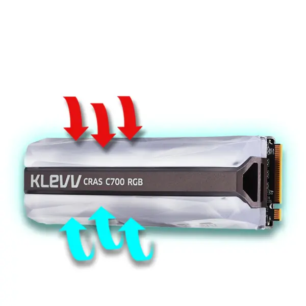 هارد اس اس دی klevv مدل C700 RGB با ظرفیت ۹۶۰ گیگابایت CRAS C700 RGB M.2 2280 PCIe Gen3x4 960GB Internal SSD