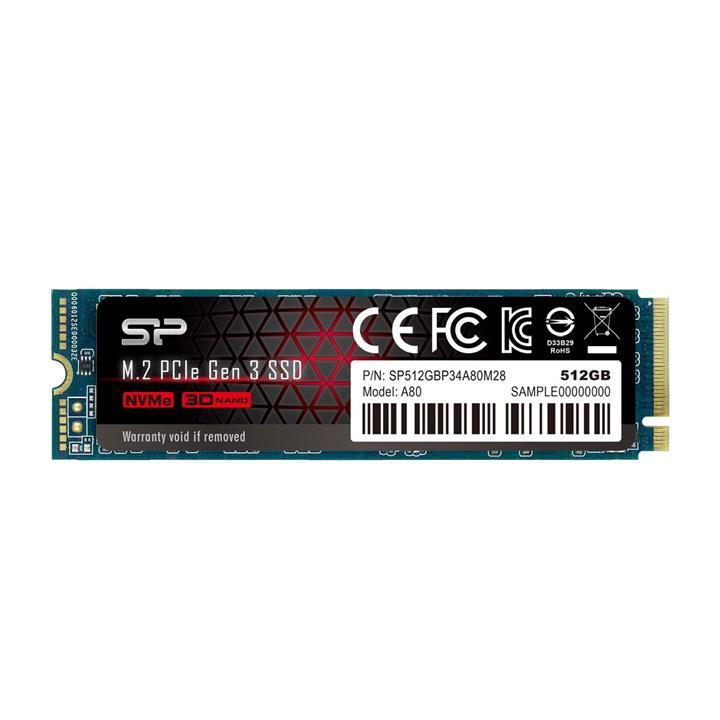 اس اس دی اینترنال M.2 2280 NVMe سیلیکون پاور مدل A80 ظرفیت 512 گیگابایت Si;icon power PCIe Gen3x4 P34A80 NVMe 1.3 512G