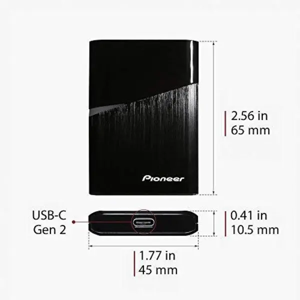 Pioneer USB-C 240GB Portable SSD External SSD Super Small Ultra Slim Compatible with Thunderbolt 3 APS-XS02-240