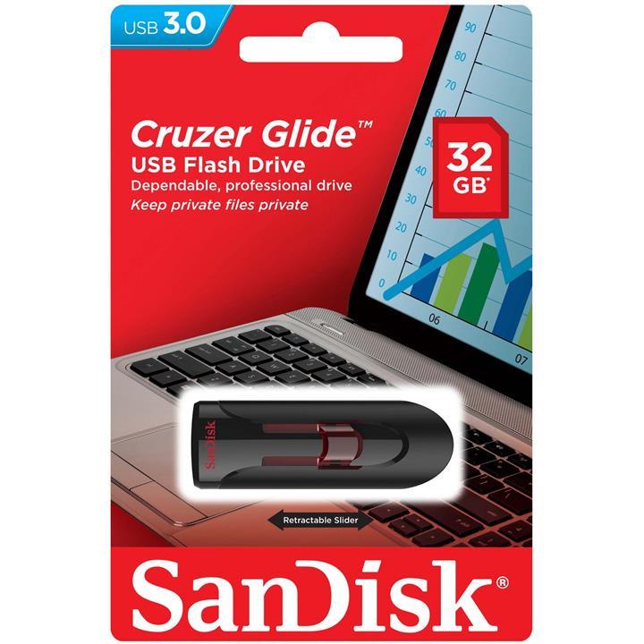 فلش مموری سندیسک  مدل CZ600 ظرفیت 32 گیگابایت SANDISK GLIDE CZ600  usb 3.0 32GB