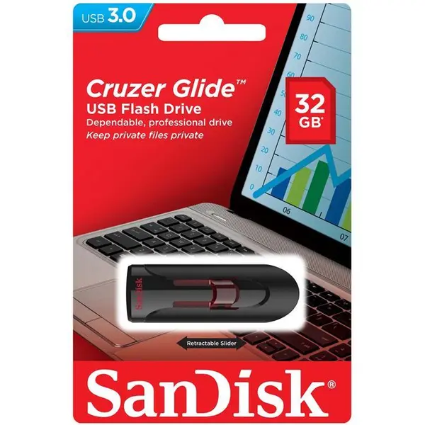 فلش مموری سندیسک مدل CZ600 ظرفیت 32 گیگابایت SANDISK GLIDE CZ600 usb 3.0 32GB