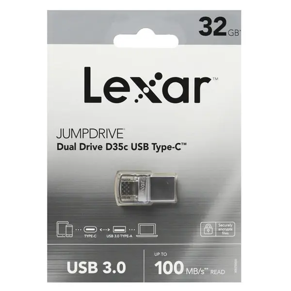فلش مموری 32 گیگابایت Lexar مدل JumpDrive Dual Drive D35c Lexar Jumpdrive D35C 32GB USB 3.0/T