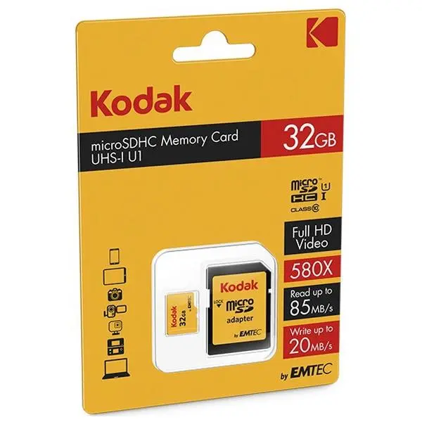 کارت حافظه میکرو اس دی کداک کلاس 10 استاندارد UHS-I U1 ظرفیت 32 گیگابایت... Kodak UHS-I U1 Class 10 microSDHC With Adapter - 32GB KODAK Micro Color 16GB microSDXC Class 1