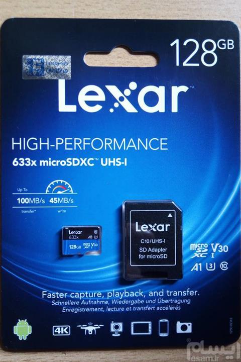 مموری کارت 128 گیگ Lexar, همراه با آداپتور