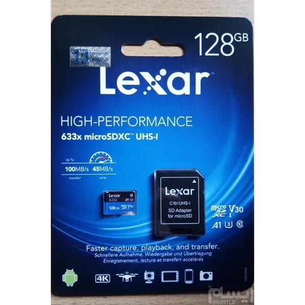 مموری کارت 128 گیگ Lexar, همراه با آداپتور