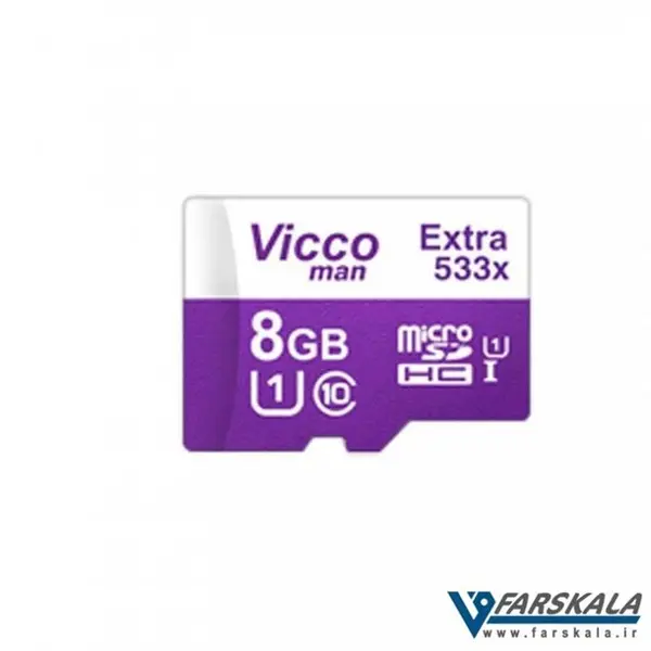 حافظه میکرو اس دی اچ سی ویکومن مدل یو 1 533 ایکس به همراه آداپتر با ظرفیت 8 گیگابایت Vicco Man micro SDHC UHS-I U1 533X CLASS 10 Memory Card With Adapter 8GB