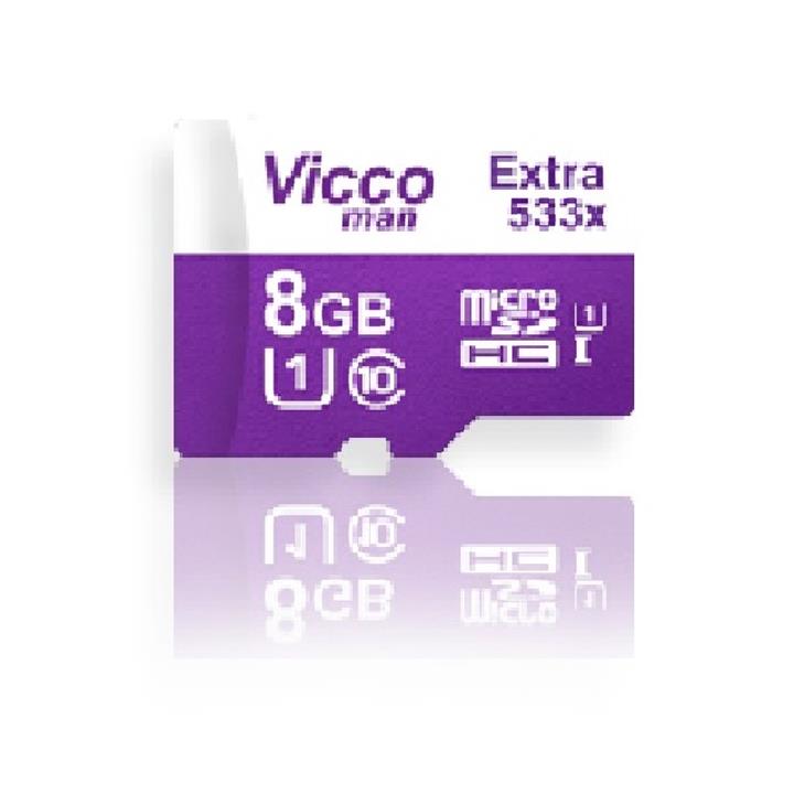 حافظه میکرو اس دی اچ سی ویکومن مدل یو 1 533 ایکس به همراه آداپتر با ظرفیت 8 گیگابایت Vicco Man micro SDHC UHS-I U1 533X CLASS 10 Memory Card With Adapter 8GB