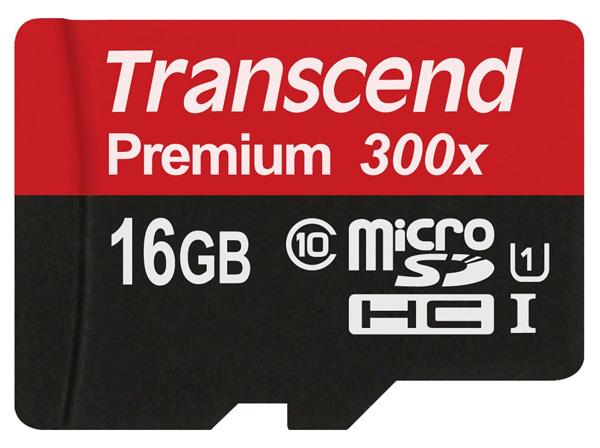 رم میکرو اس‌دی 16 گیگابایت Transcend Class 10 Premium 300X