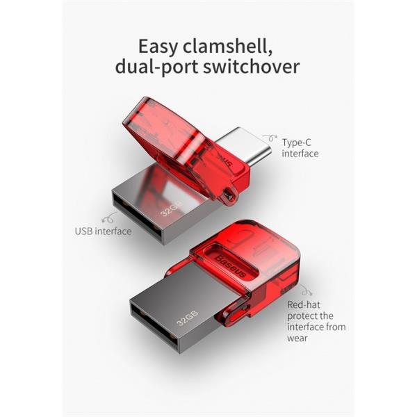 فلش مموری تایپ سی 32 گیگابایت بیسوس Baseus Red-hat Type c USB
