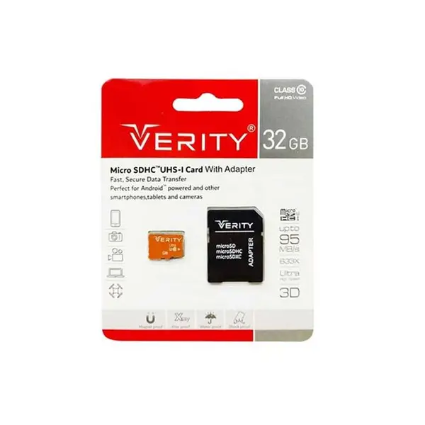 رم میکرو 32 گیگ وریتی Verity 633X U1 C10 95MBs مادام العمر آسان سرویس
