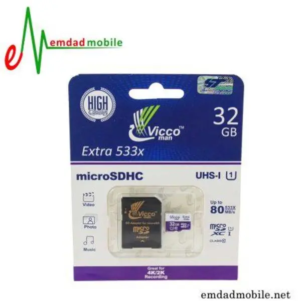 کارت حافظه و رم مموری 32 گیگ Vicco man extra 533x Vicco Man 32GB 80MB MicroSDHC Extra 533X