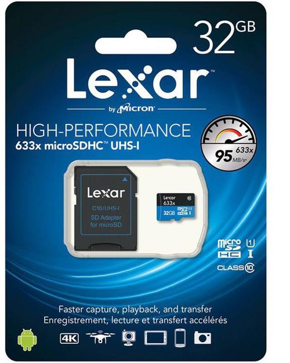 اس دی کارت لکسار مدل 633xظرفیت 32GB Lexar Lexar 32 GB SDHC Micro High Speed 633x UHS-1 95 MBs