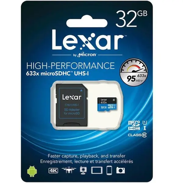 اس دی کارت لکسار مدل 633xظرفیت 32GB Lexar Lexar 32 GB SDHC Micro High Speed 633x UHS-1 95 MBs