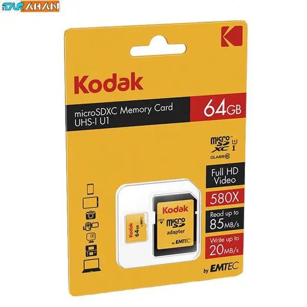 کارت حافظه 64 گیگابایتی کداک Kodak UHS-I U1 Class 10 Premium Performance microSDXC With Adapter - 64GB