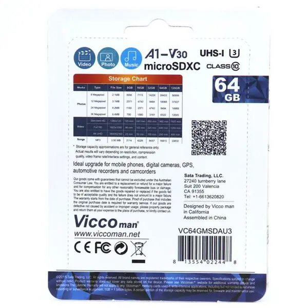 کارت حافظه میکرو اس دی ویکو من 64 گیگابایت Vicco man Vicco man microSDHC Final 600X UHS-I U3 90MBps 64GB