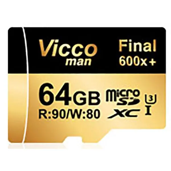 کارت حافظه میکرو اس دی ویکو من 64 گیگابایت Vicco man Vicco man microSDHC Final 600X UHS-I U3 90MBps 64GB