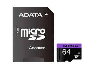 کارت حافظه ای دیتا مدل ADATA Premier microSDXC Card UHS-I Class 10 64GB 80MB/s با آداپتور