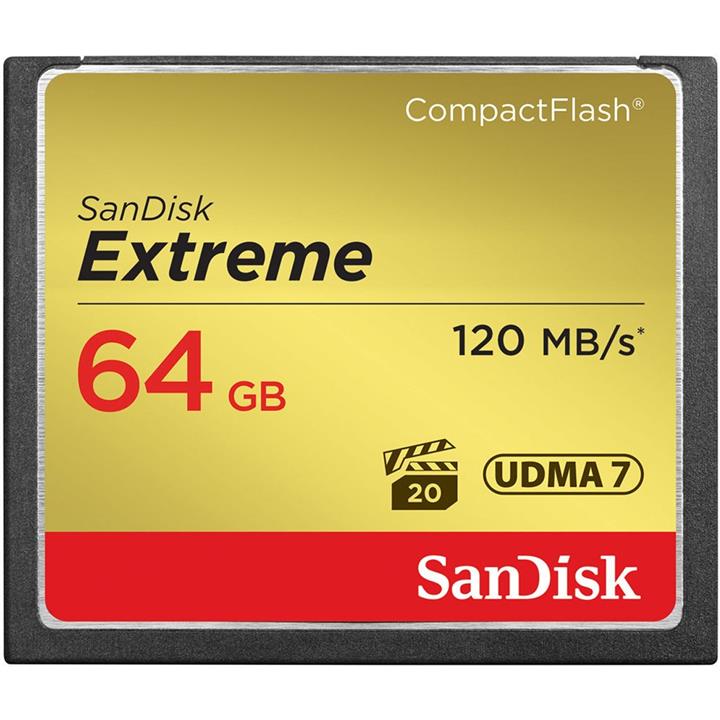 کارت حافظه CompactFlash سن دیسک مدل Extreme سرعت 800X 120MBps ظرفیت 64 گیگابایت SanDisk Extreme CompactFlash 800X 120MBps - 64GB